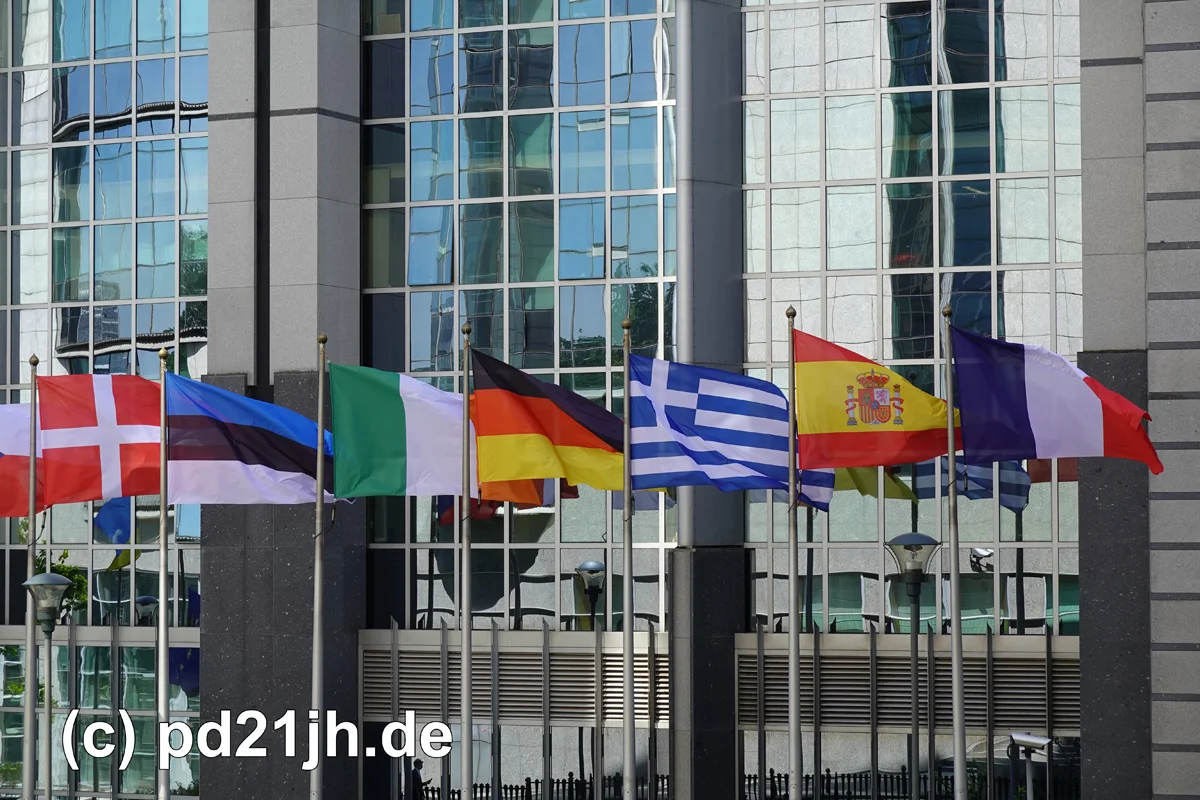 flaggen vor dem europaparlament